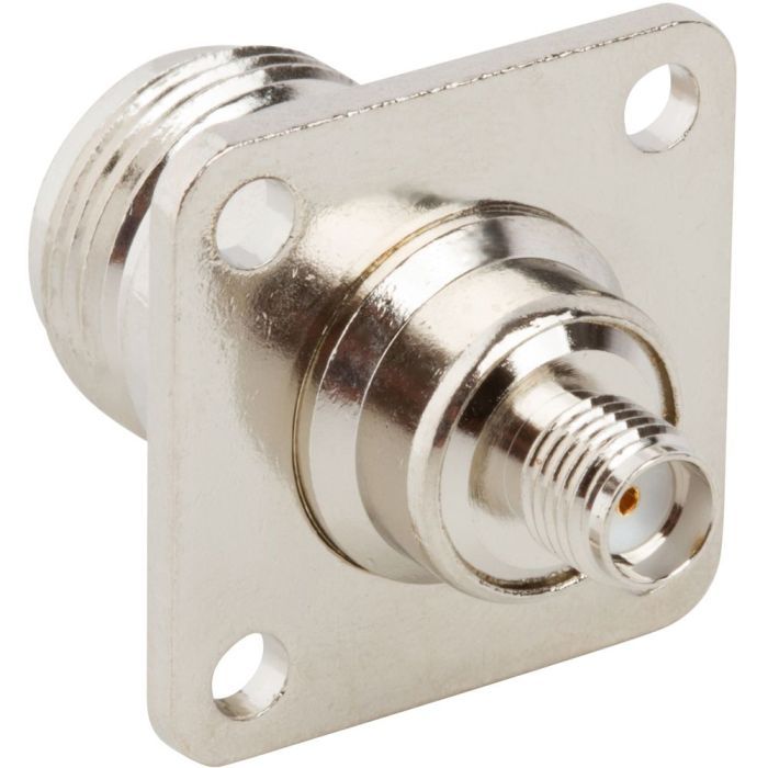 N-Type Jack to SMA Jack Adapter 50 Ohm Straight 4-Hole