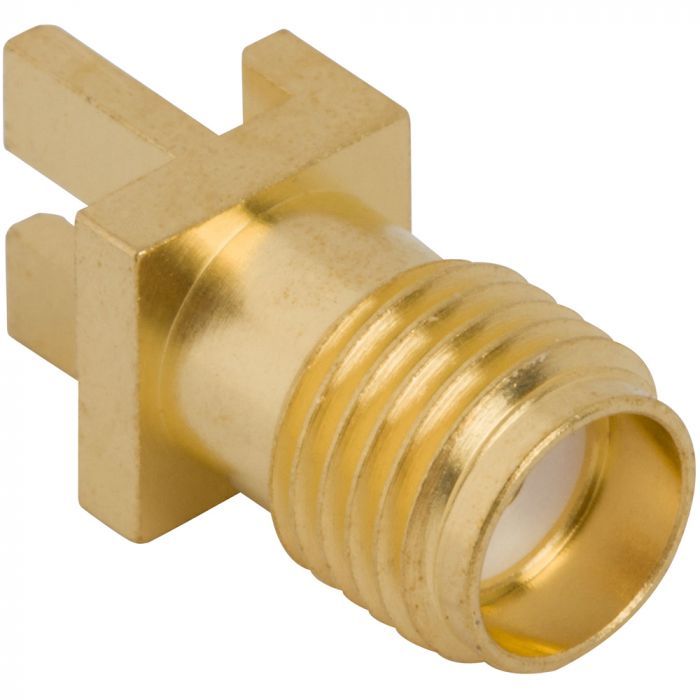 SMA PCB End Launch Jack 50 Ohm 0.062 PCB Square flange High